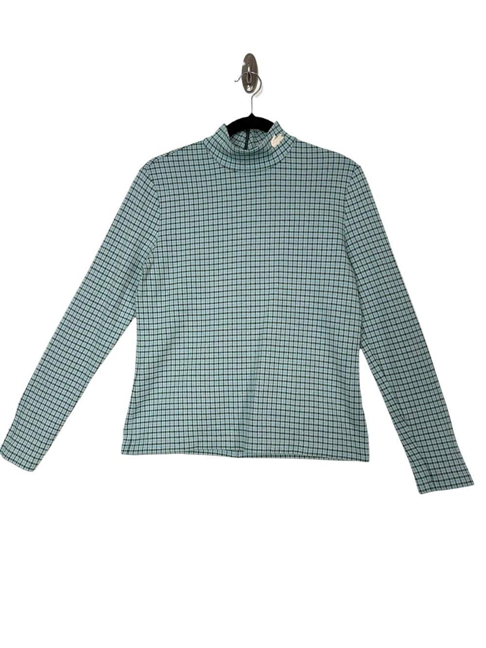 Lacoste Preppy Plaid Mock Neck Top Collegiate Retro Quiet Luxury Classic Career - Picture 2 of 10